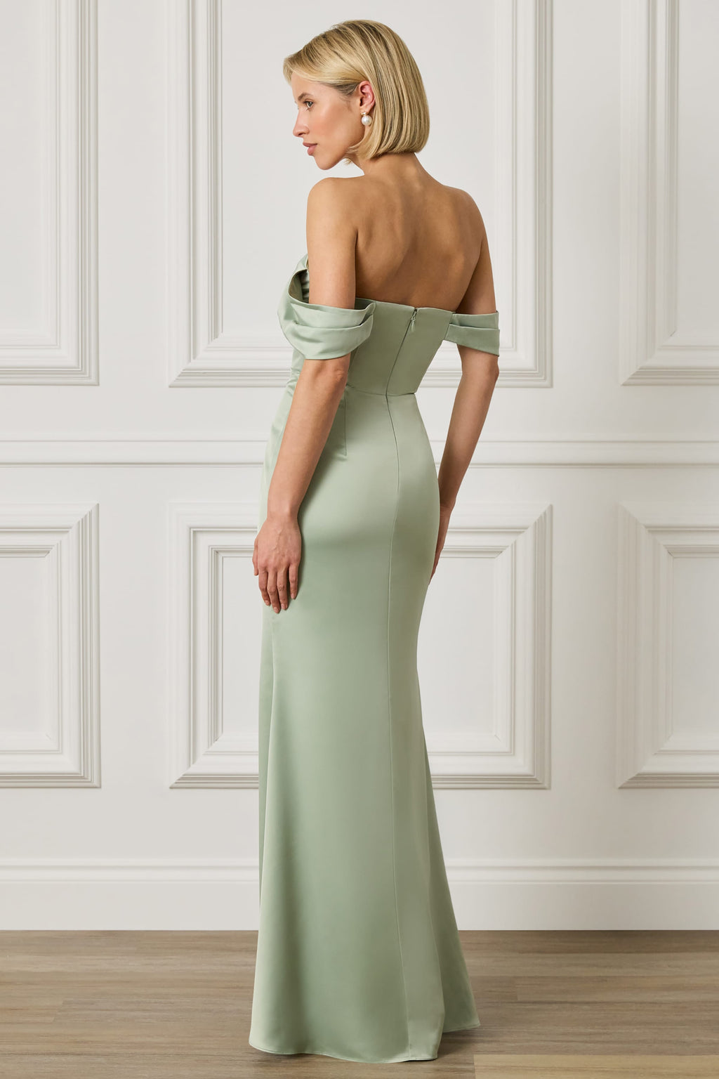 RAYNE Satin Maxi Dress in Sage Position 2