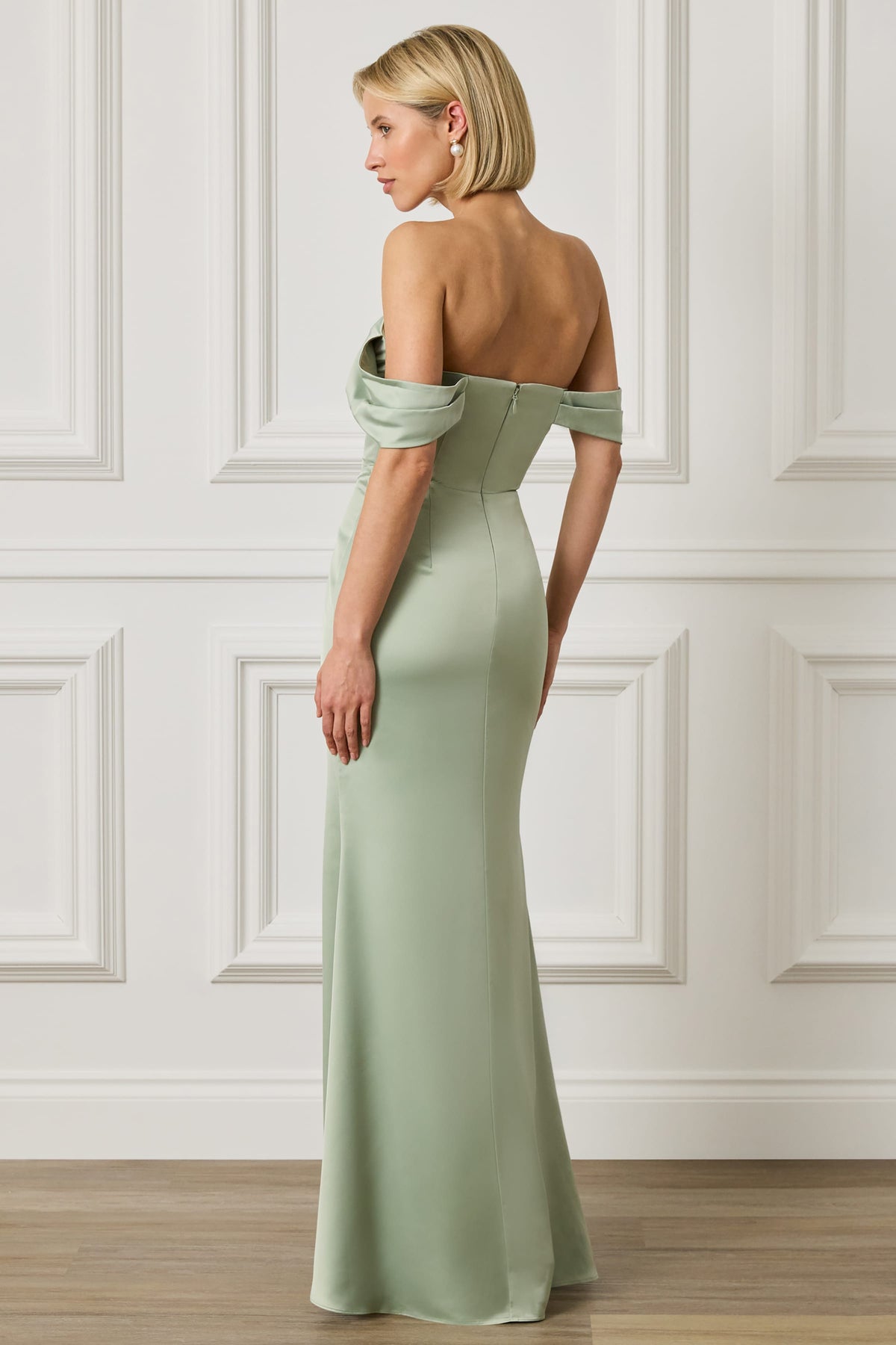 RAYNE Satin Maxi Dress in Sage Position 2