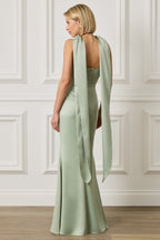 LIORA Satin Maxi Dress in Sage Position 2