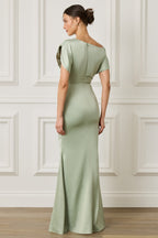 TRINITY Satin Maxi Dress in Sage Position 2