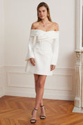 BONNIE Bardot Mini Dress in White Position 1