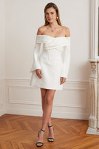 BONNIE Bardot Mini Dress in White Position 1