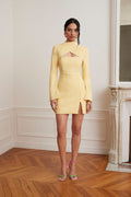 FIONA High Neck Mini Dress in Yellow Position 1