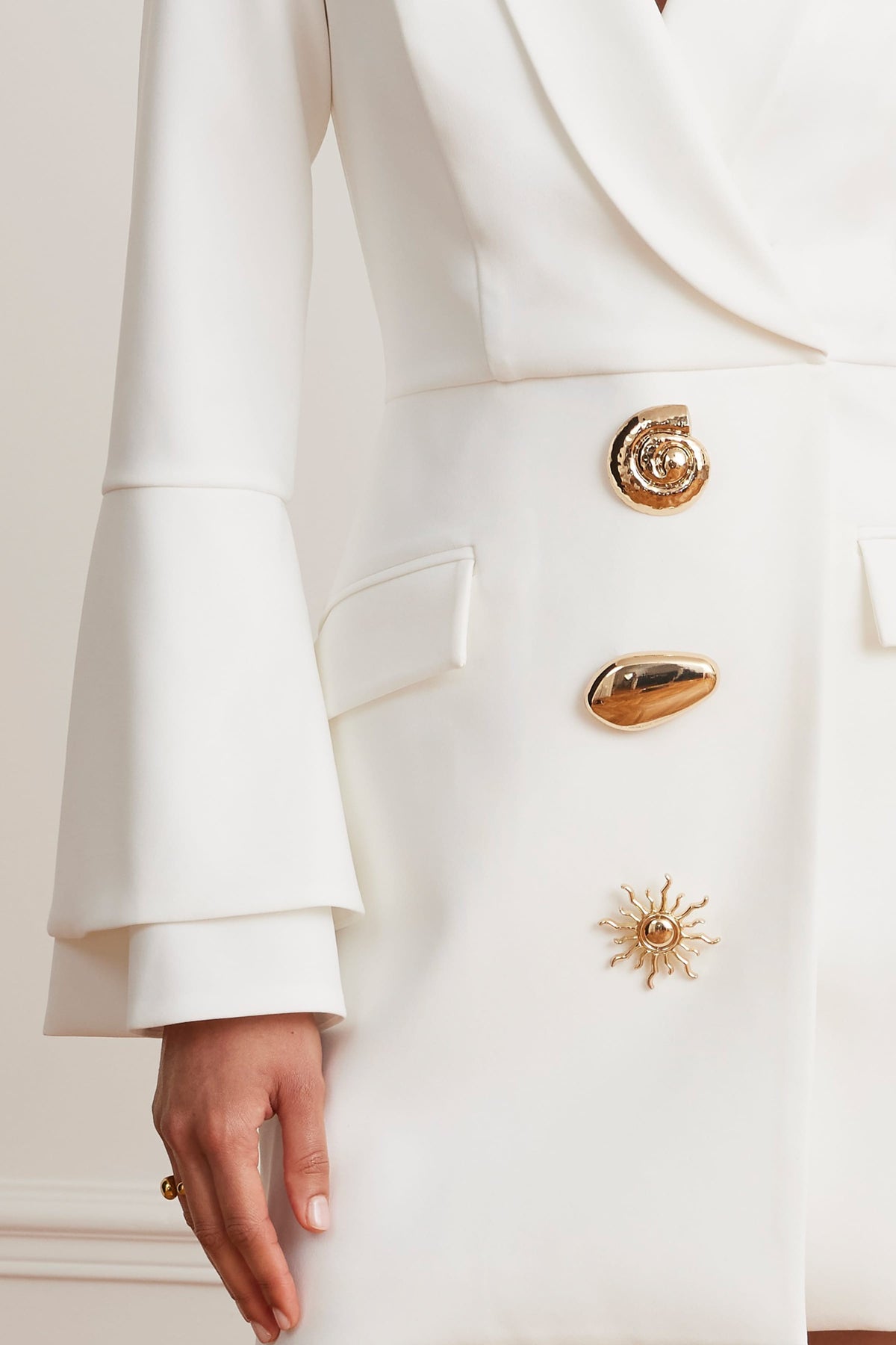 MARINA Embellished Blazer Dress in White Position 2