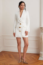 MARINA Embellished Blazer Dress in White Position 1