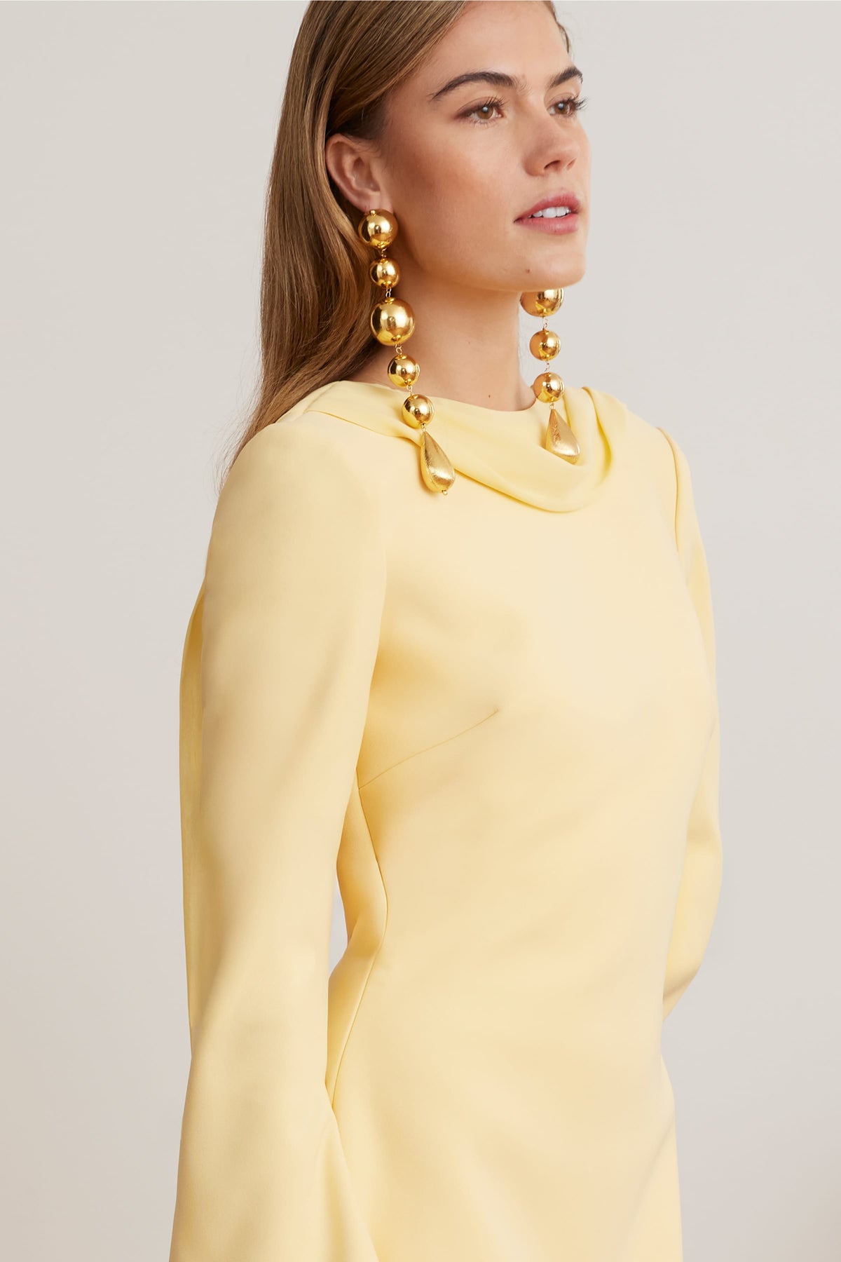FELICITY Cowl Neck Mini Dress in Yellow Position 2
