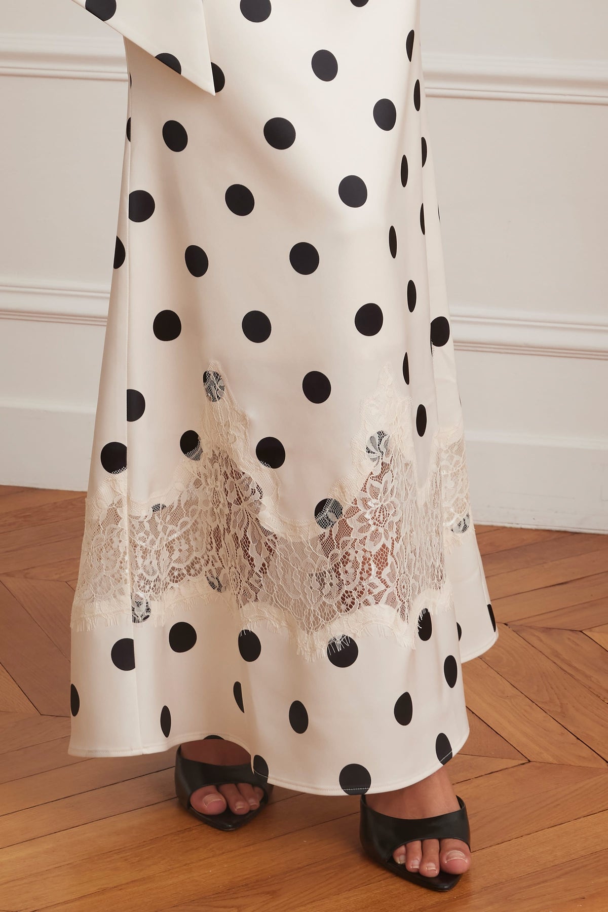 JULIANA Satin Maxi Dress in Polka Dot Position 2