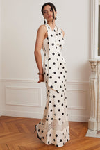 JULIANA Satin Maxi Dress in Polka Dot Position 6