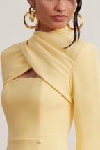 KIMORA High Neck Midi Dress in Yellow Position 2