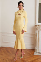KIMORA High Neck Midi Dress in Yellow Position 6