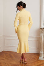 KIMORA High Neck Midi Dress in Yellow Position 3