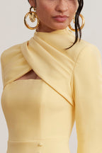 FIONA High Neck Mini Dress in Yellow Position 2