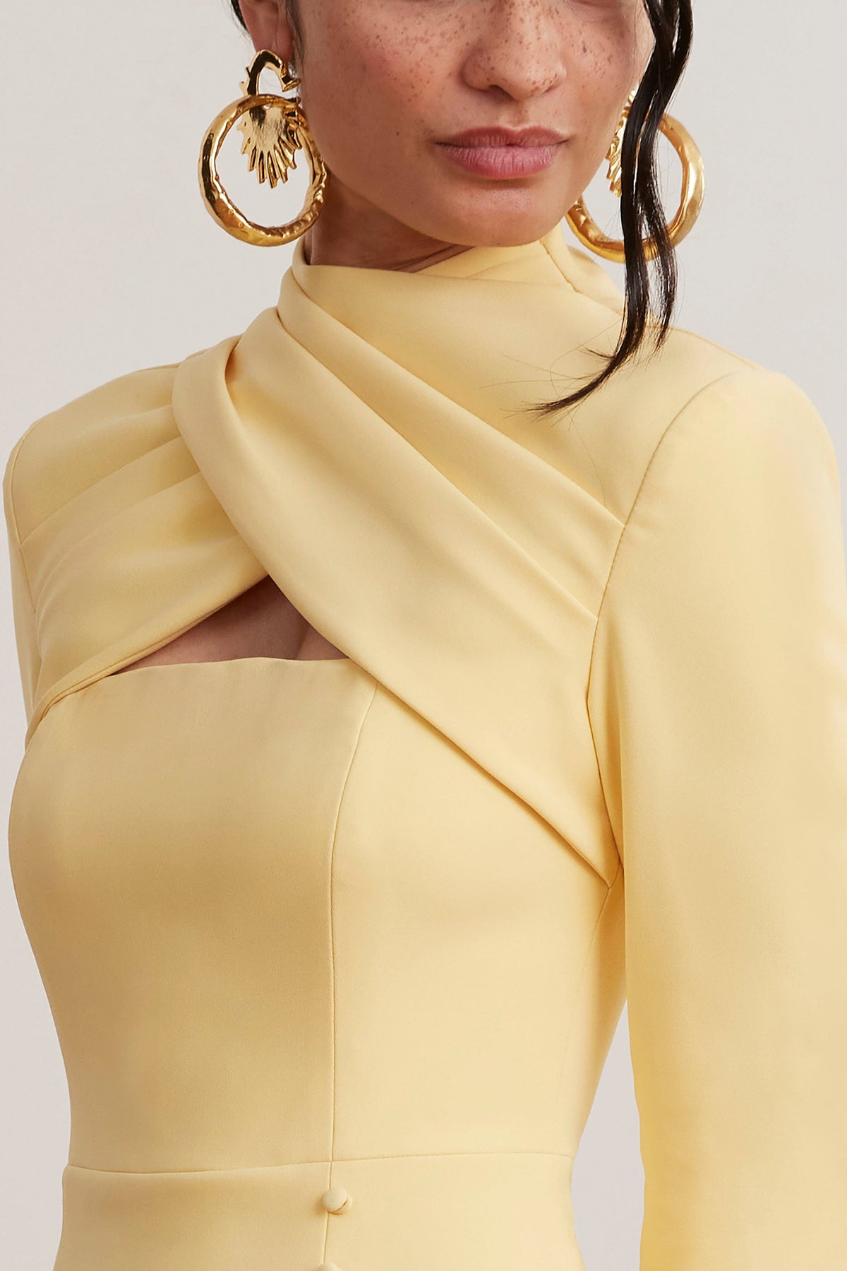 FIONA High Neck Mini Dress in Yellow Position 2