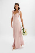 REVE Satin Maxi Dress in Light Pink Position 1