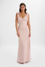 REVE Satin Maxi Dress in Light Pink Position 2