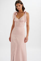 REVE Satin Maxi Dress in Light Pink Position 3
