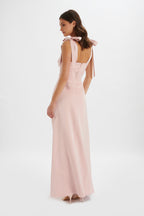 REVE Satin Maxi Dress in Light Pink Position 4