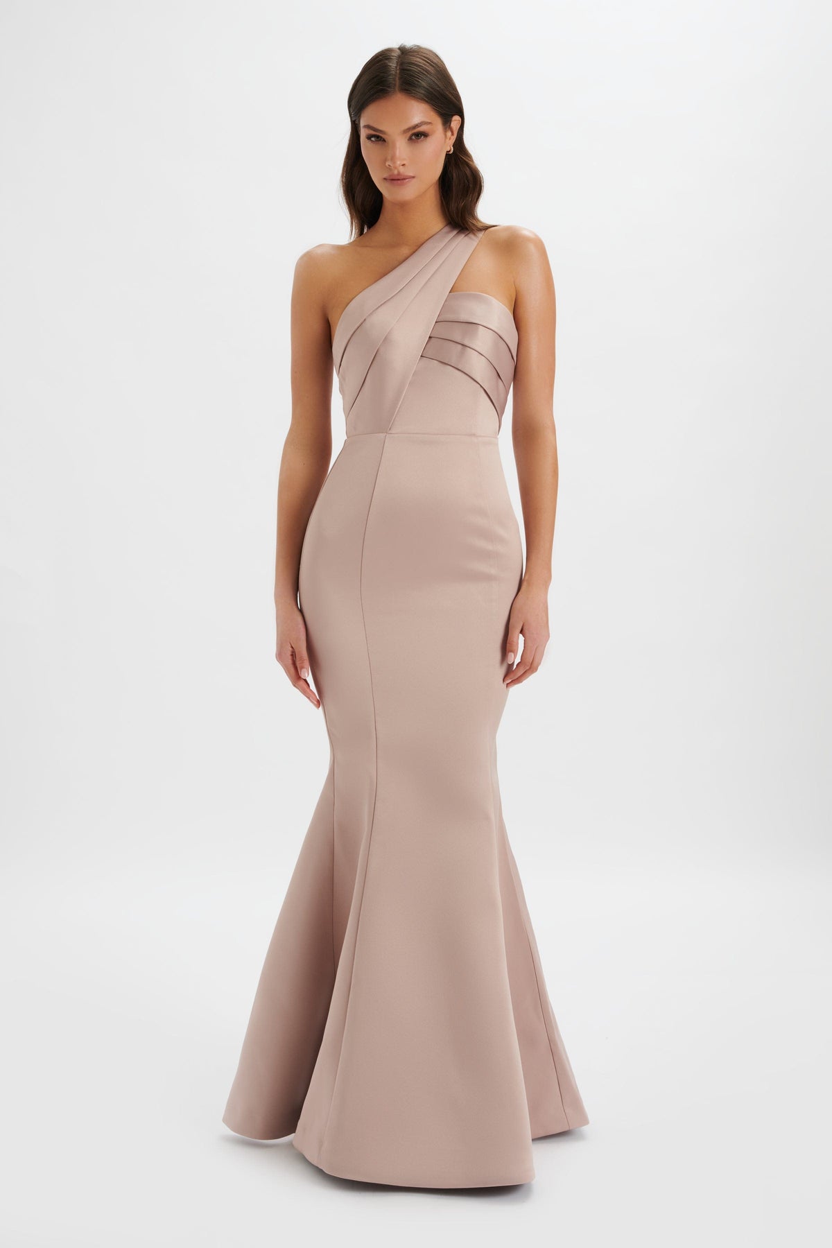 SHAILENE Satin Maxi Dress in Nude Position 2