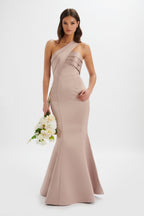 SHAILENE Satin Maxi Dress in Nude Position 3