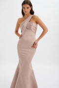 SHAILENE Satin Maxi Dress in Nude Position 1