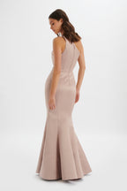 SHAILENE Satin Maxi Dress in Nude Position 4