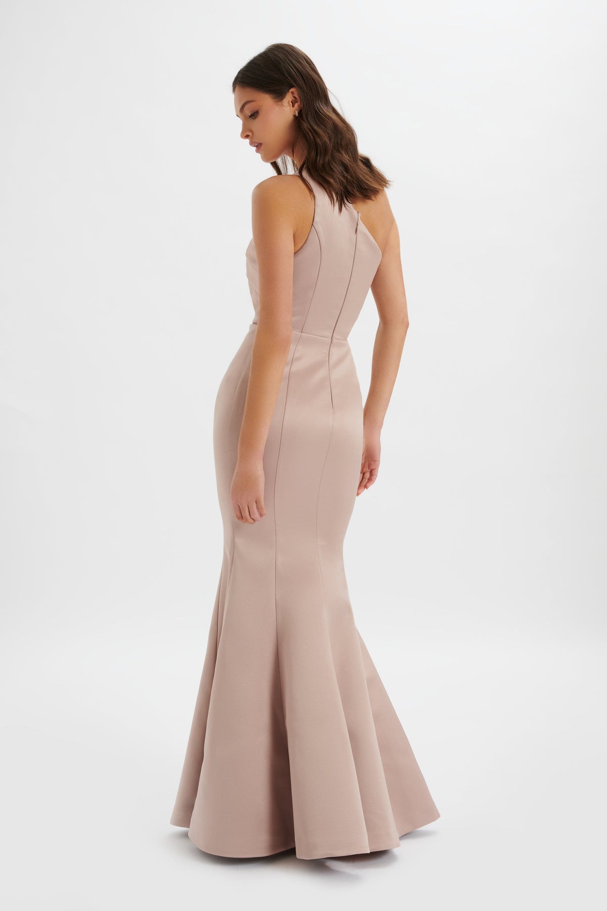 SHAILENE Satin Maxi Dress in Nude Position 4