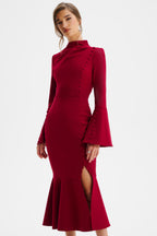 AUBREY High Neck Midi Dress in Red Position 3