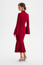 AUBREY High Neck Midi Dress in Red Position 4