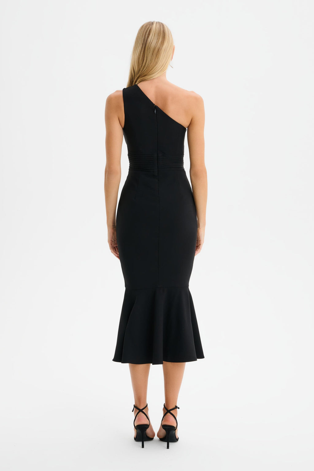 DAHLIA One Shoulder Midi Dress in Black Position 6
