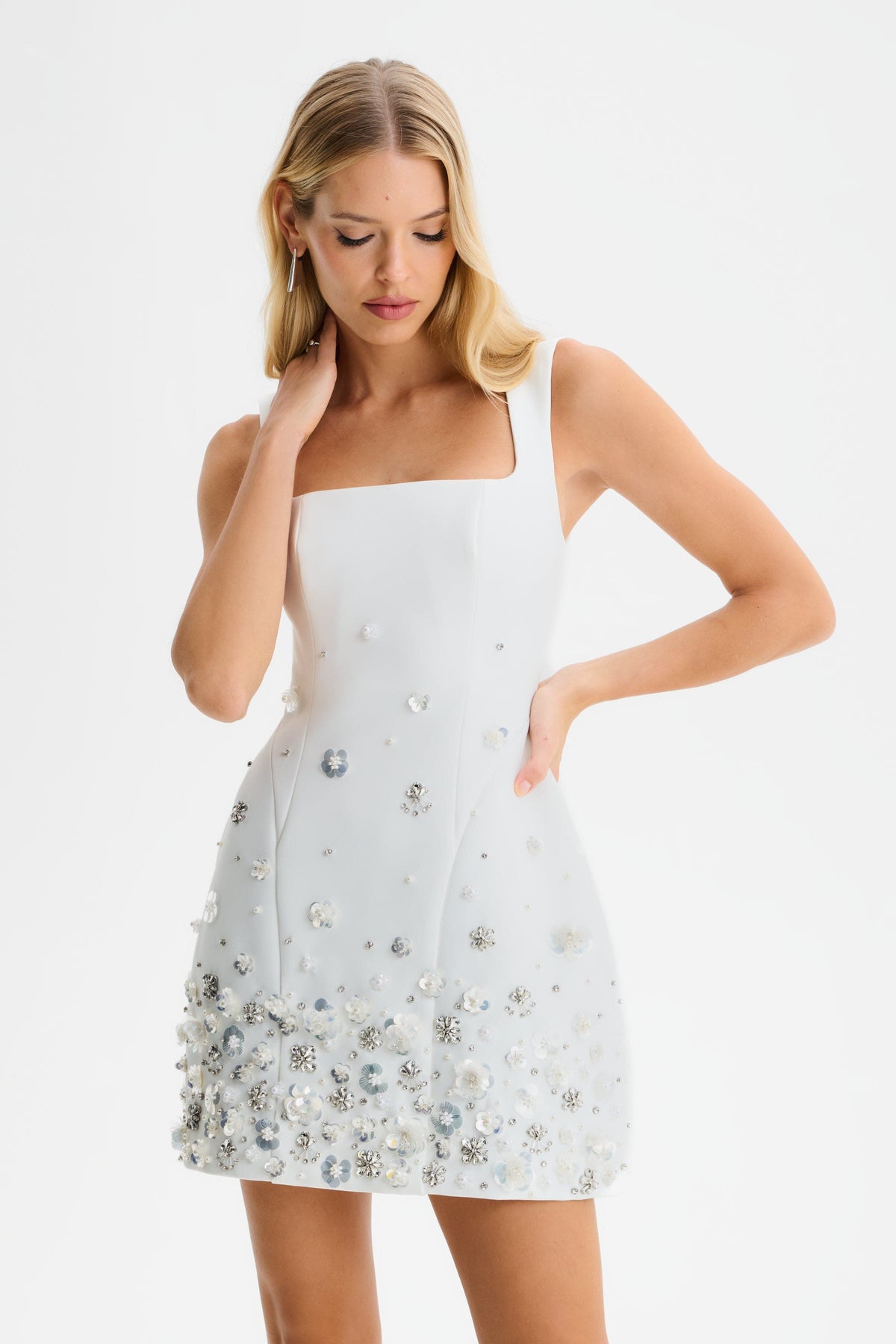 AURELIA Embellished Mini Dress in White Position 4