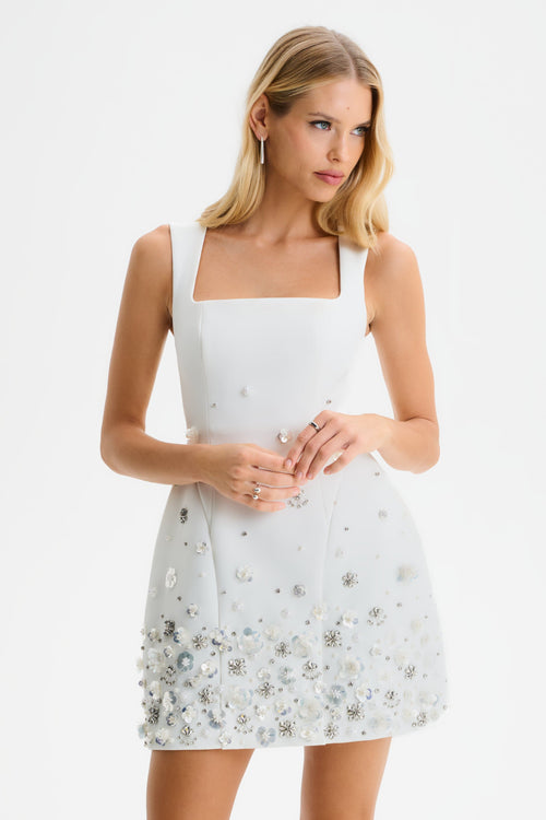 AURELIA Embellished Mini Dress in White Position 1