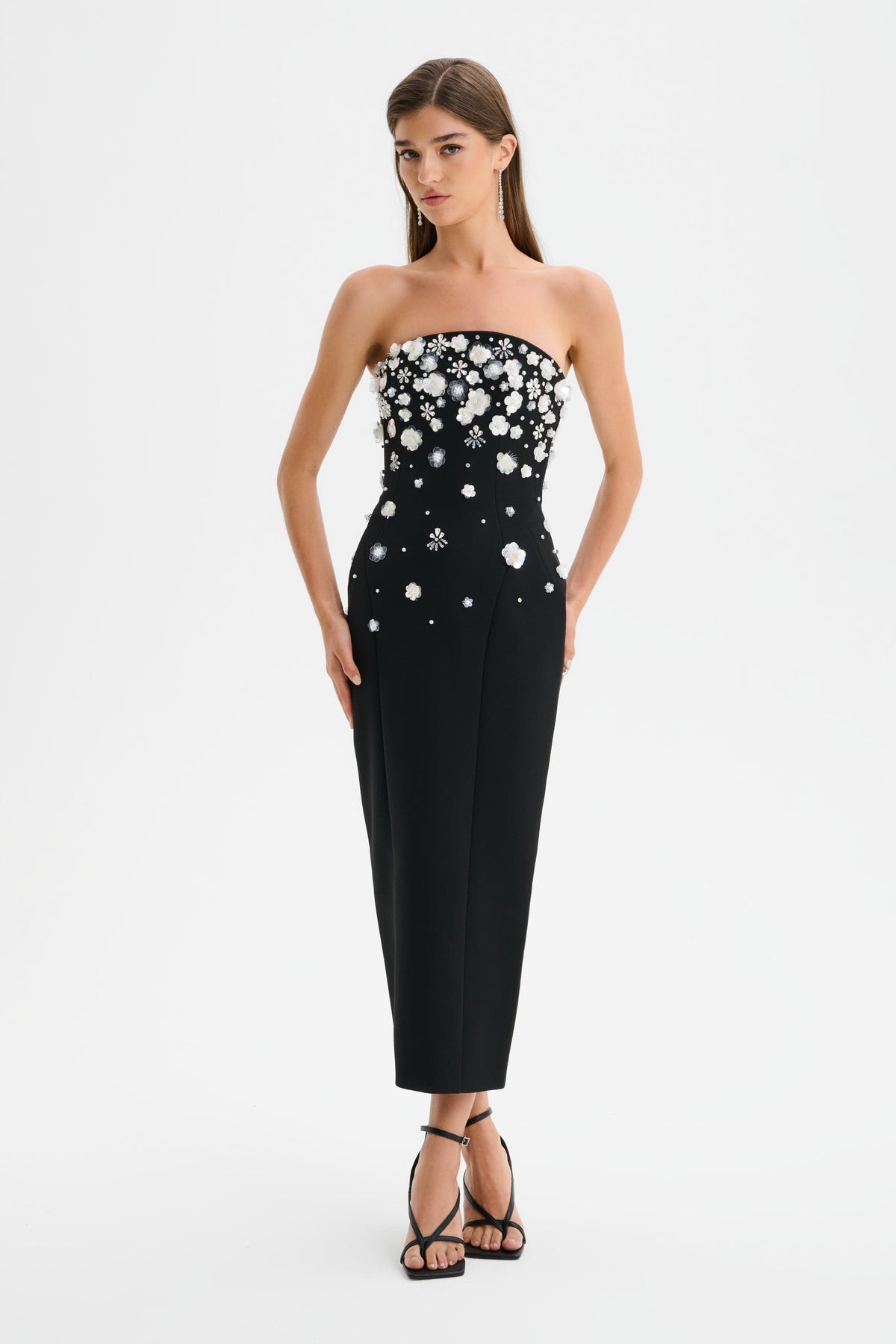 ANAIS Embellished Strapless Midi Dress in Black Position 1