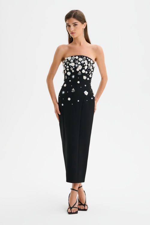ANAIS Embellished Strapless Midi Dress in Black Position 1