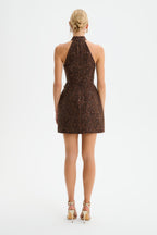DARCIE Embellished Boucle Mini Dress in Brown Position 7