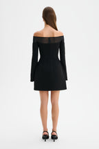 YASMIN Bardot Embellished Mini Dress in Black Position 5