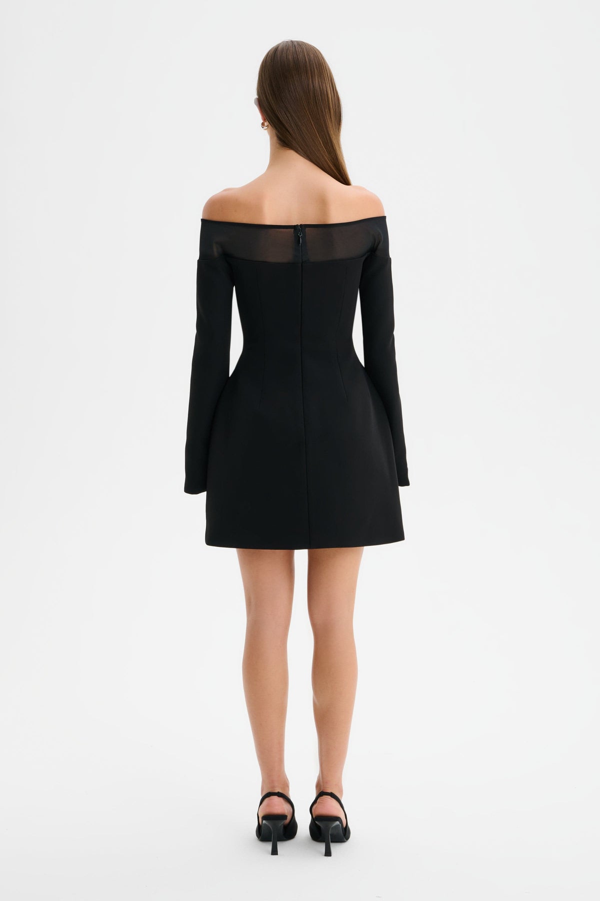 YASMIN Bardot Embellished Mini Dress in Black Position 5