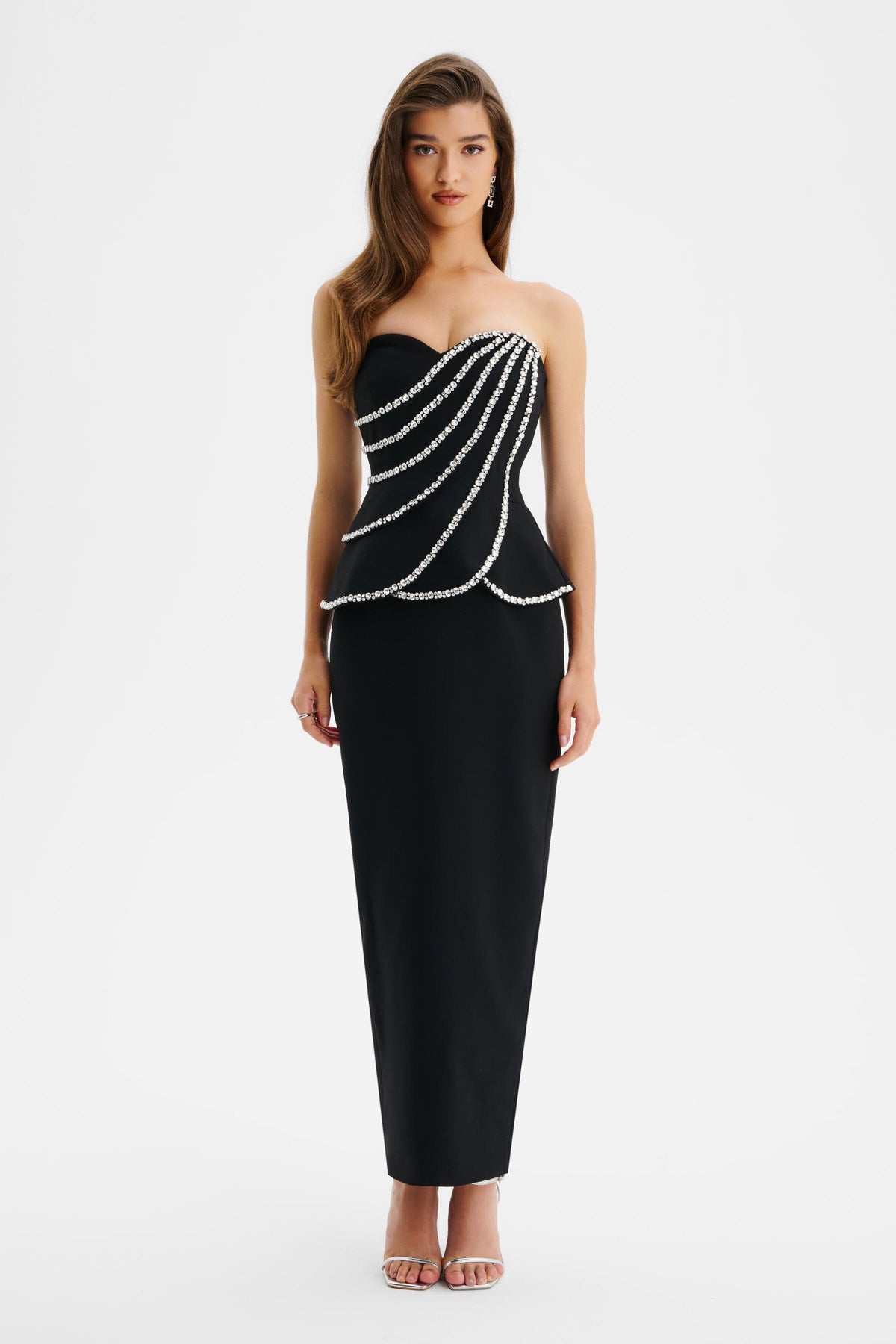 CELESTINE Embellished Mini Dress in Black Position 3