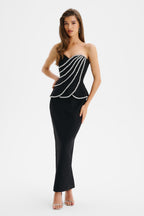 CELESTINE Embellished Mini Dress in Black Position 1