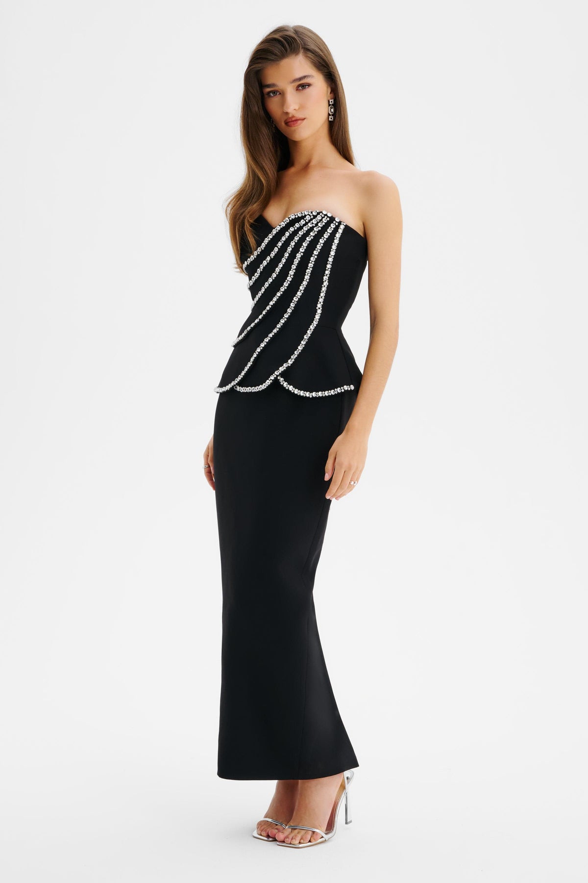 CELESTINE Embellished Mini Dress in Black Position 4