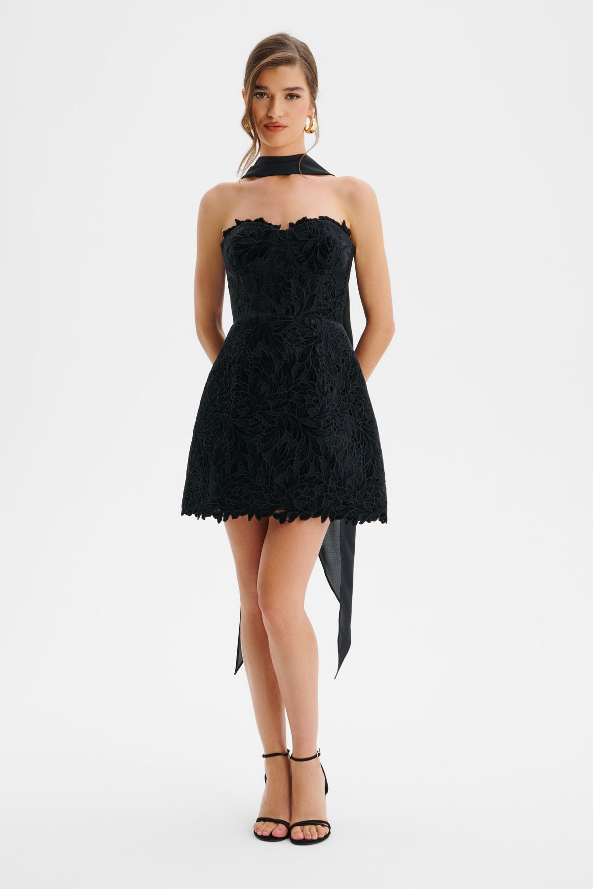 PALOMA Velvet Lace Mini Dress in Black Position 1