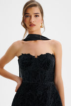 PALOMA Velvet Lace Mini Dress in Black Position 6
