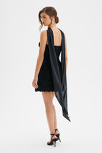 PALOMA Velvet Lace Mini Dress in Black Position 8