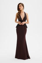 LUCIENNE Sequin Maxi Dress in Brown Position 2