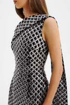 NAOMI Embellished Velvet Mini Dress In Silver Position 3