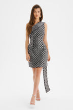 NAOMI Embellished Velvet Mini Dress In Silver Position 2