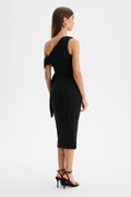 HONEY Asymmetric Midi Dress in Black Position 6