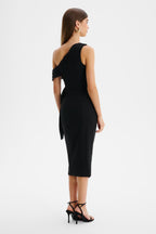 HONEY Asymmetric Midi Dress in Black Position 6