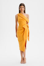 HONEY Asymmetric Midi Dress in Orange Position 1