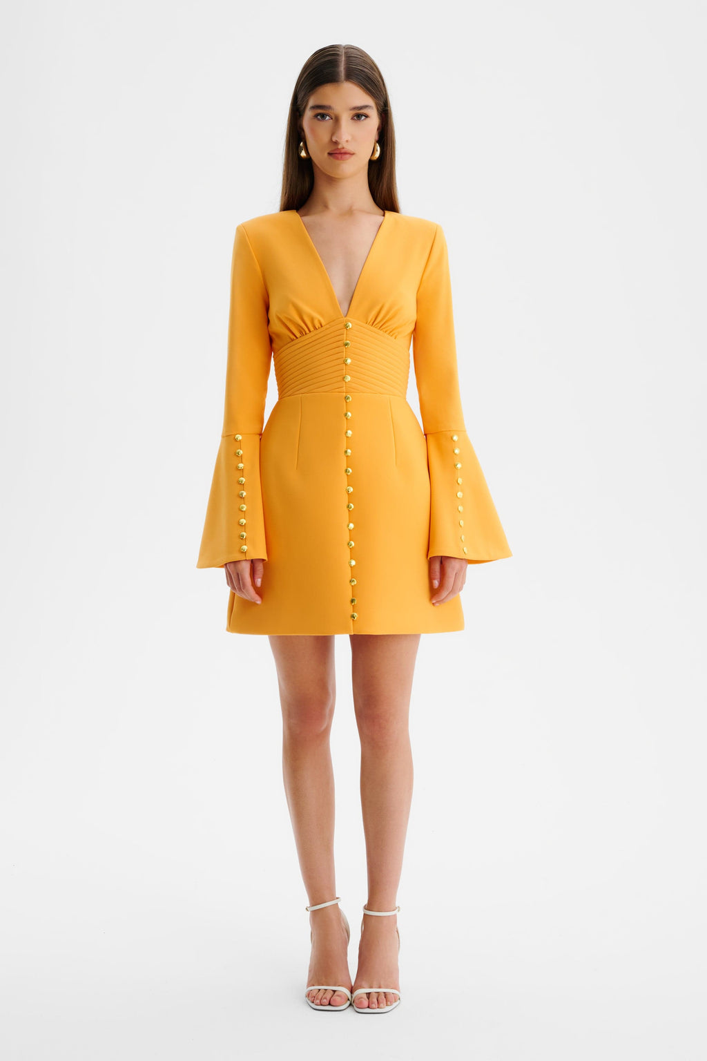 LARA V Neck Mini Dress in Orange Position 4