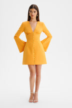 LARA V Neck Mini Dress in Orange Position 3